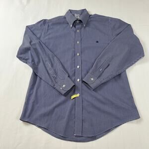 Brooks Brothers Men’s Blue White Check Shirt Size L Excellent Condition